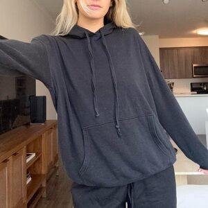 Oversized Black Hoodie with Drawstring